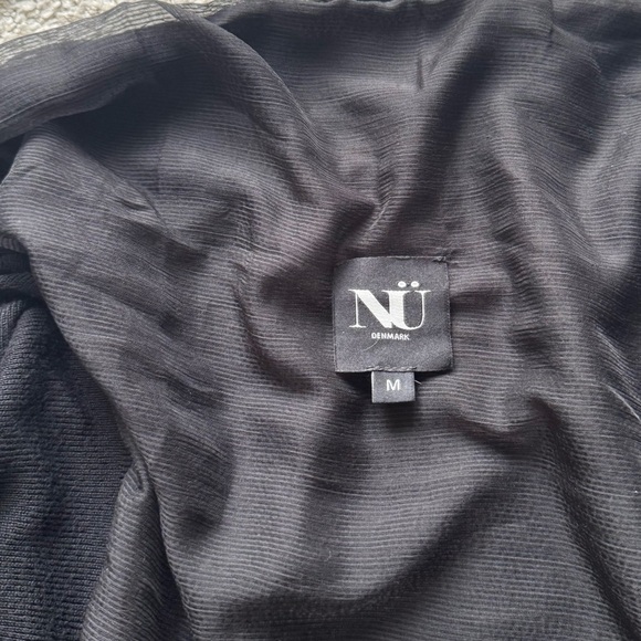 NÜ DENMARK black cardigan open front knit and chiffon high low fishtail medium - Picture 3 of 11